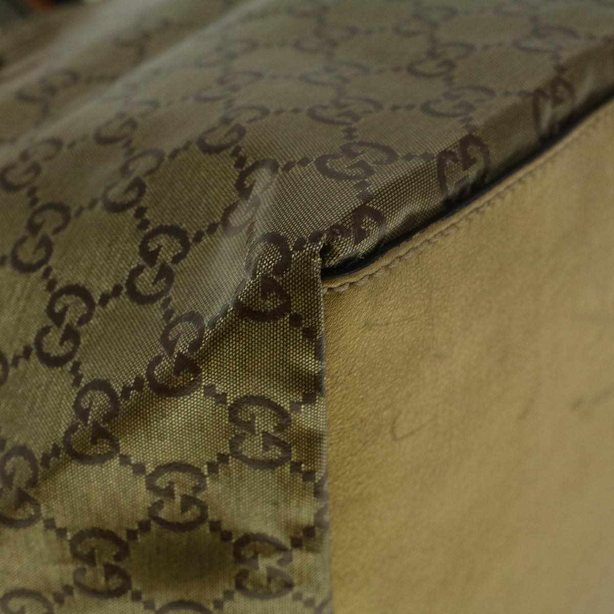GUCCI GG Crystal Canvas Sherry Line Tote Bag Coated Canvas Gold 58809