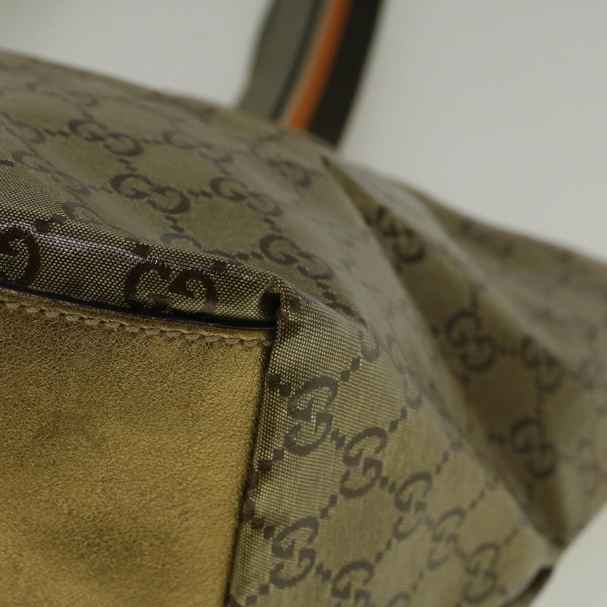 GUCCI GG Crystal Canvas Sherry Line Tote Bag Coated Canvas Gold 58809