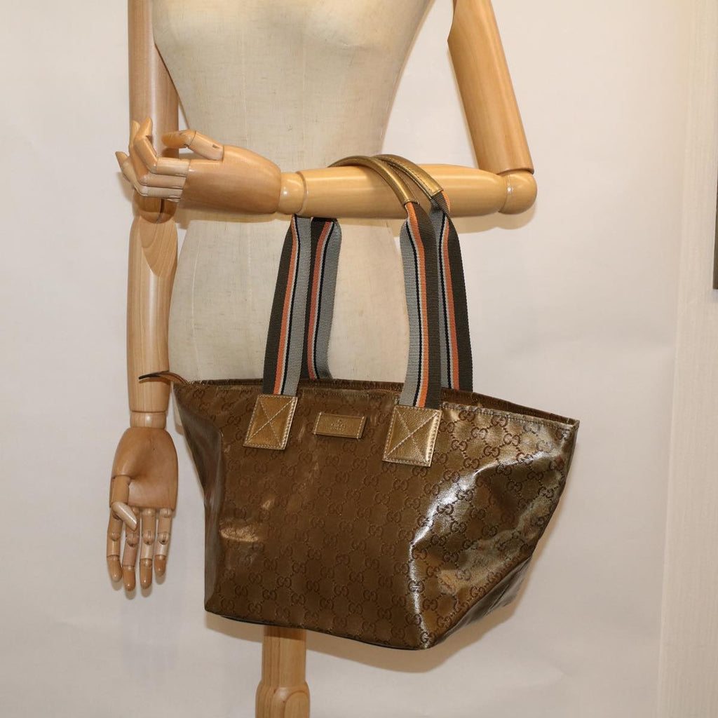 GUCCI GG Crystal Canvas Sherry Line Tote Bag Coated Canvas Gold 58809