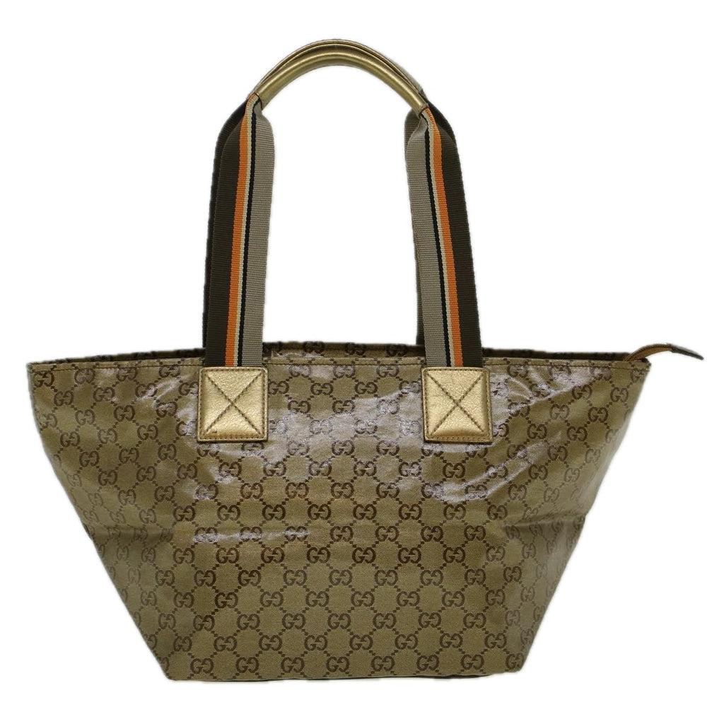 GUCCI GG Crystal Canvas Sherry Line Tote Bag Coated Canvas Gold 58809