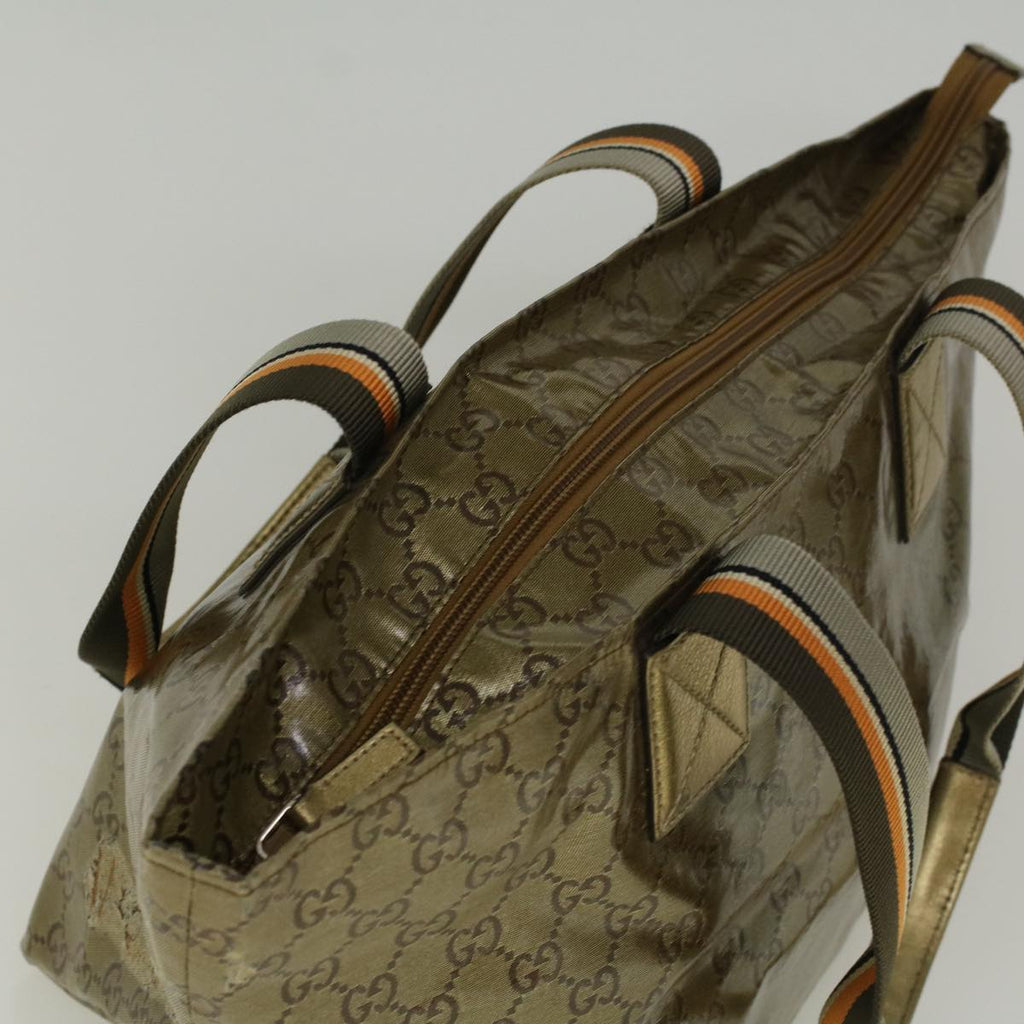 GUCCI GG Crystal Canvas Sherry Line Tote Bag Coated Canvas Gold 58809