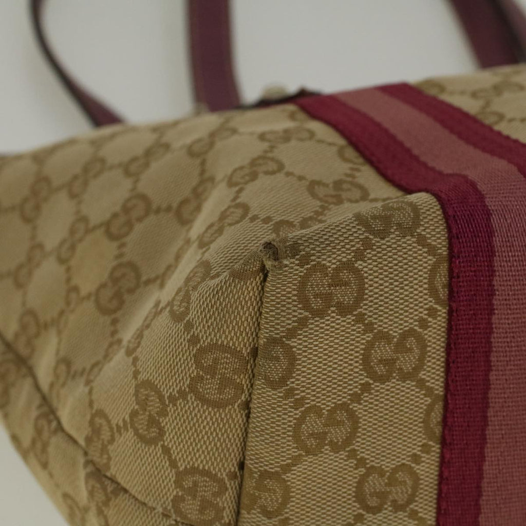 GUCCI GG Canvas Sherry Line Tote Bag Beige Pink 137396 58810