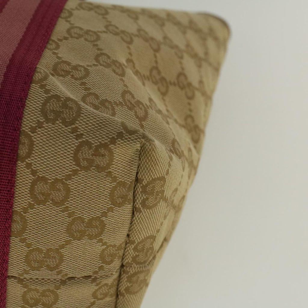 GUCCI GG Canvas Sherry Line Tote Bag Beige Pink 137396 58810
