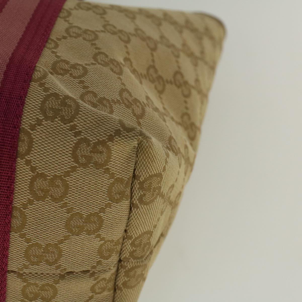 GUCCI GG Canvas Sherry Line Tote Bag Beige Pink 137396 58810
