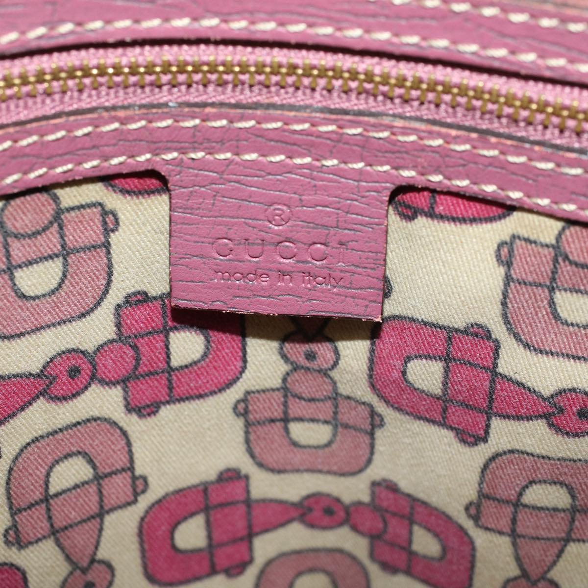 GUCCI GG Canvas Sherry Line Tote Bag Beige Pink 137396 58810