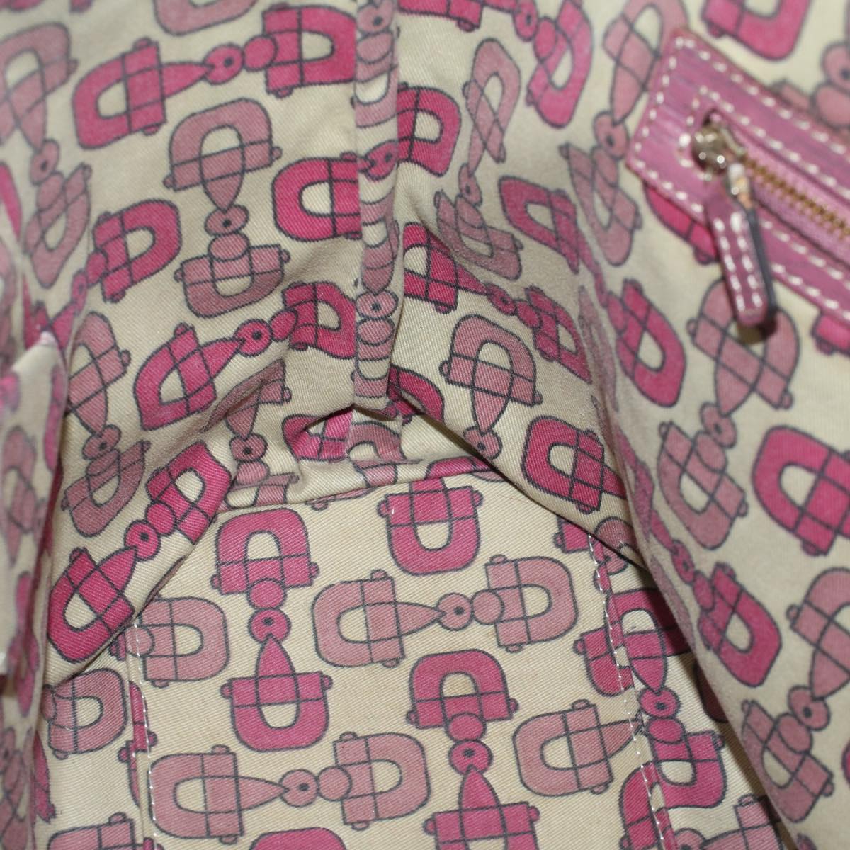 GUCCI GG Canvas Sherry Line Tote Bag Beige Pink 137396 58810