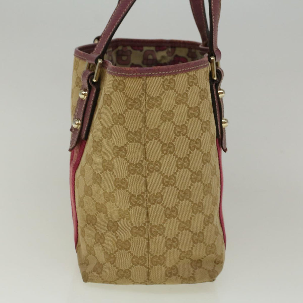 GUCCI GG Canvas Sherry Line Tote Bag Beige Pink 137396 58810