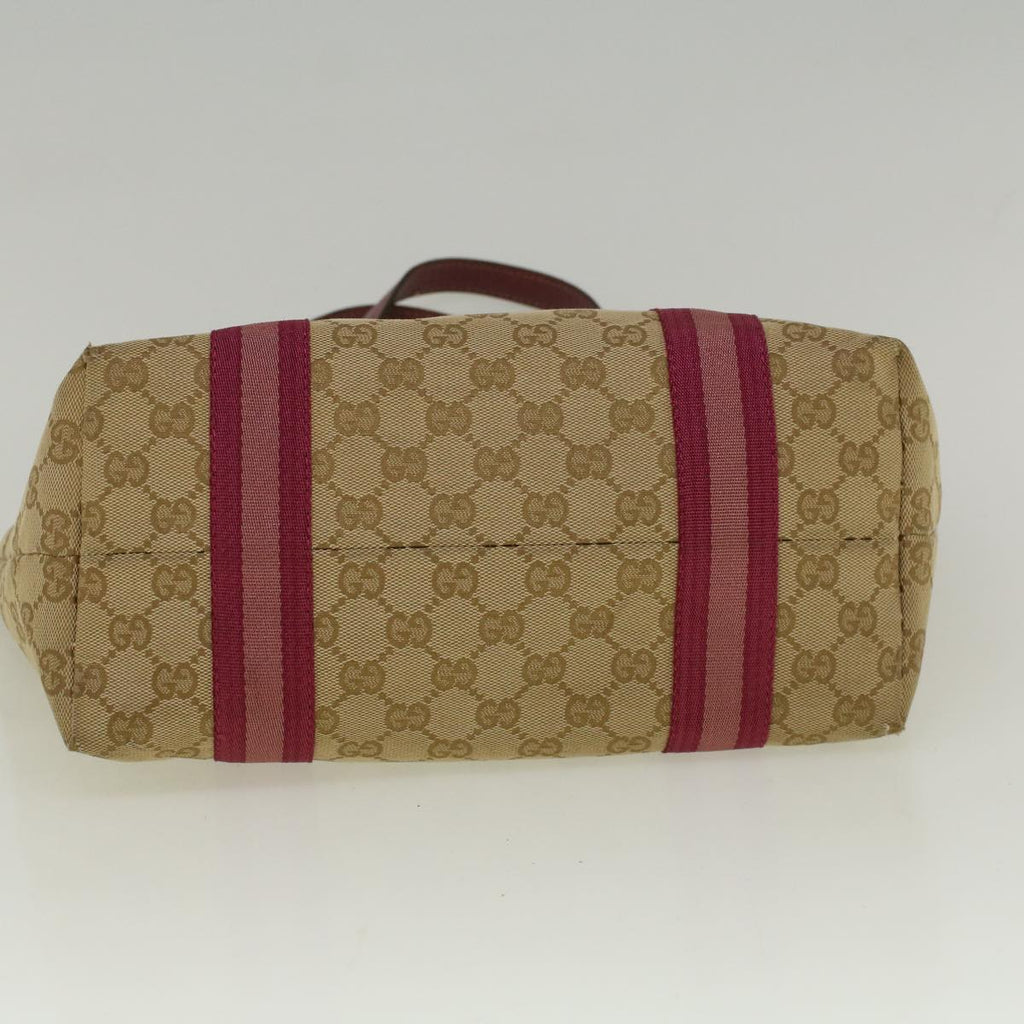 GUCCI GG Canvas Sherry Line Tote Bag Beige Pink 137396 58810