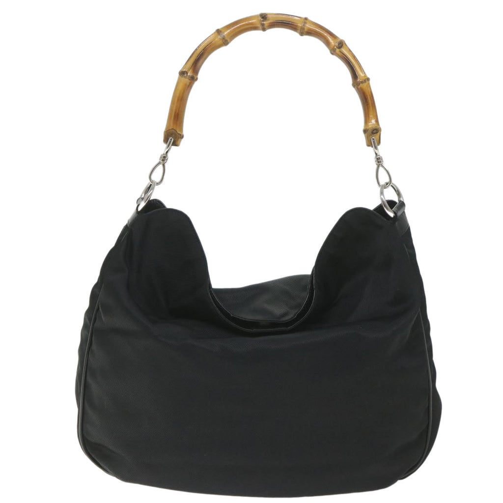 GUCCI Bamboo Shoulder Bag Nylon 2way Black 001 1998 1577 5 58813