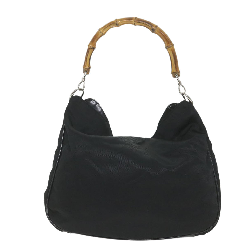 GUCCI Bamboo Shoulder Bag Nylon 2way Black 001 1998 1577 5 58813