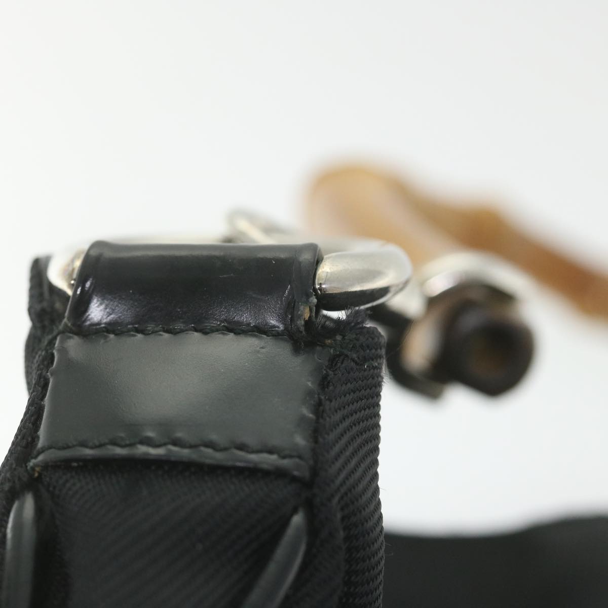 GUCCI Bamboo Shoulder Bag Nylon 2way Black 001 1998 1577 5 58813