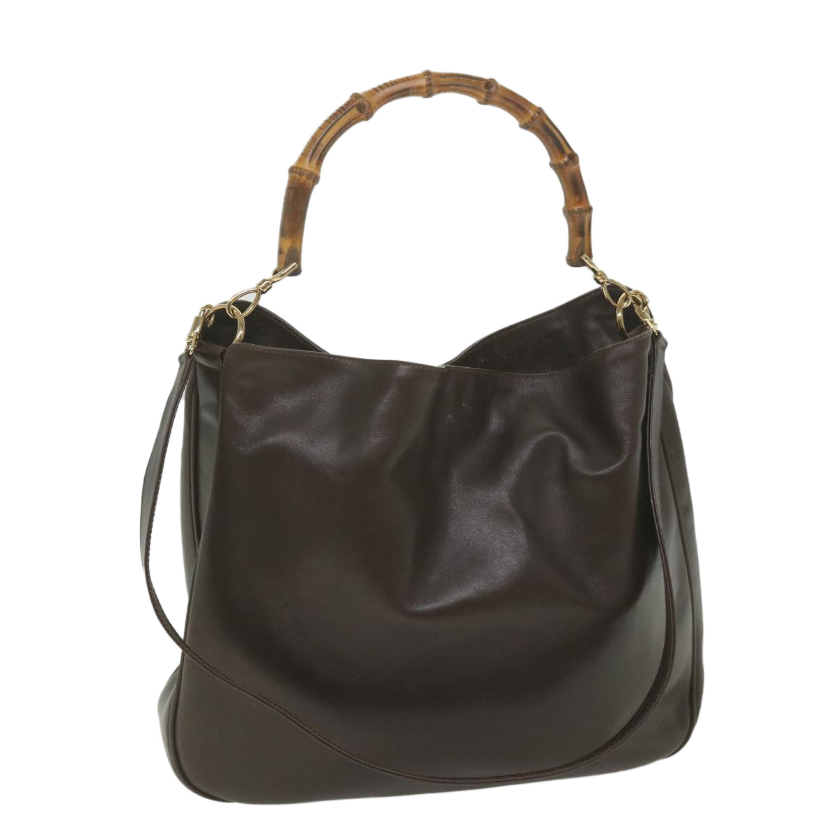 GUCCI Bamboo Shoulder Bag Leather Brown 001 1998 1577 58814