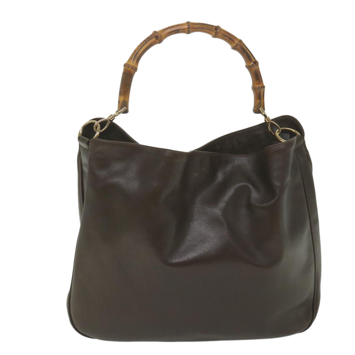 GUCCI Bamboo Shoulder Bag Leather Brown 001 1998 1577 58814