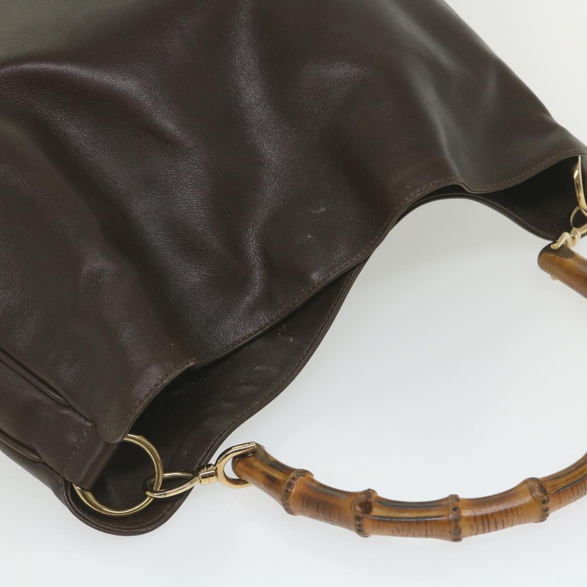 GUCCI Bamboo Shoulder Bag Leather Brown 001 1998 1577 58814