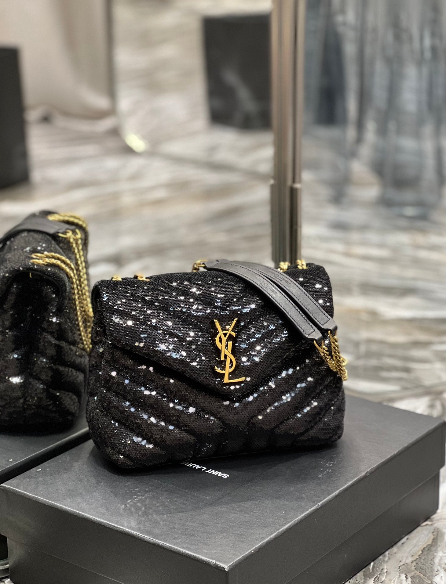 YSSL Loulou Small Chain Bag Black For Women, Women’s Bags 9in/23cm YSL 494699FAAER1000