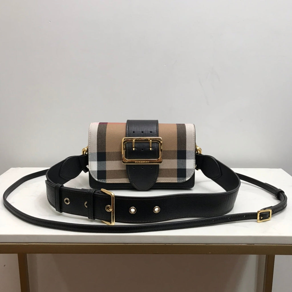 GLAMI Small Bridle House Check And Buckle Crossbody Black For Women, Bags 7.8in/20cm