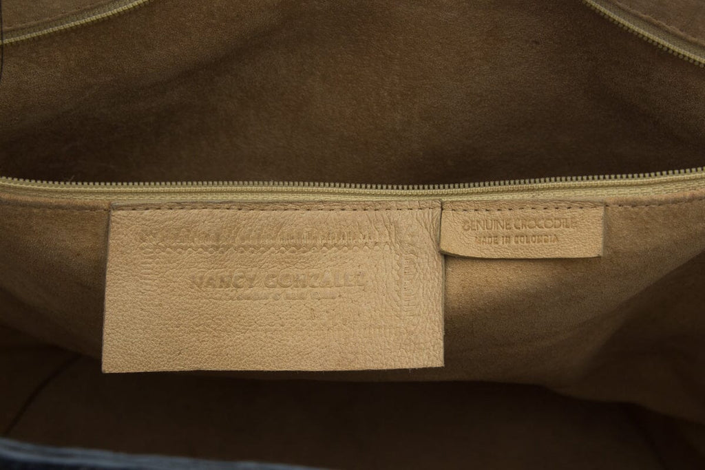 Nancy Gonzalez Black & Natural Woven Overlay Canvas Tote
