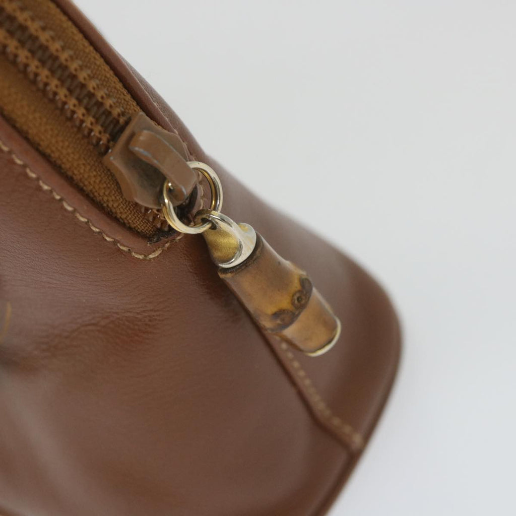 GUCCI Bamboo Hand Bag Leather 2way Brown 007 1014 0231 0 59000
