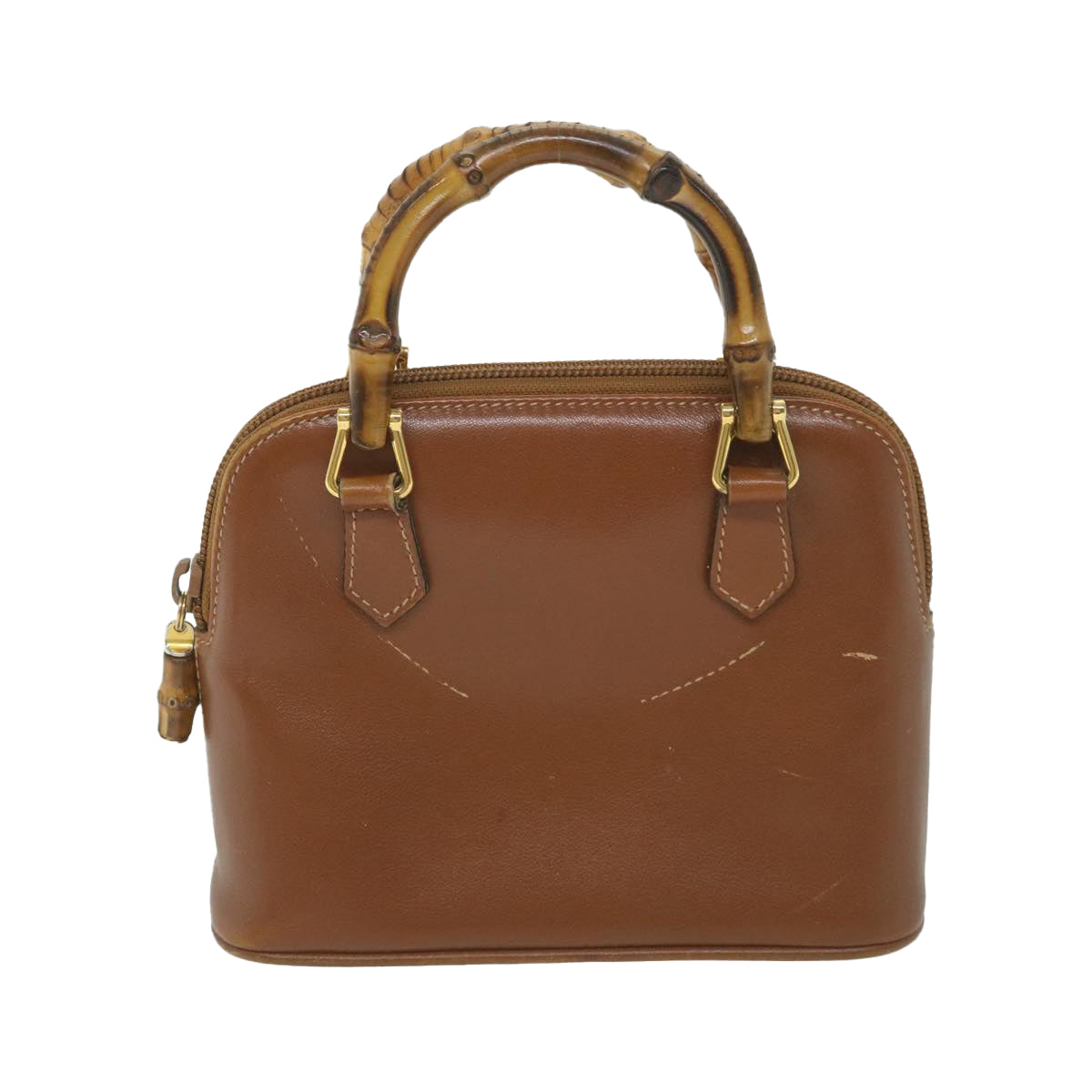 GUCCI Bamboo Hand Bag Leather 2way Brown 007 1014 0231 0 59000