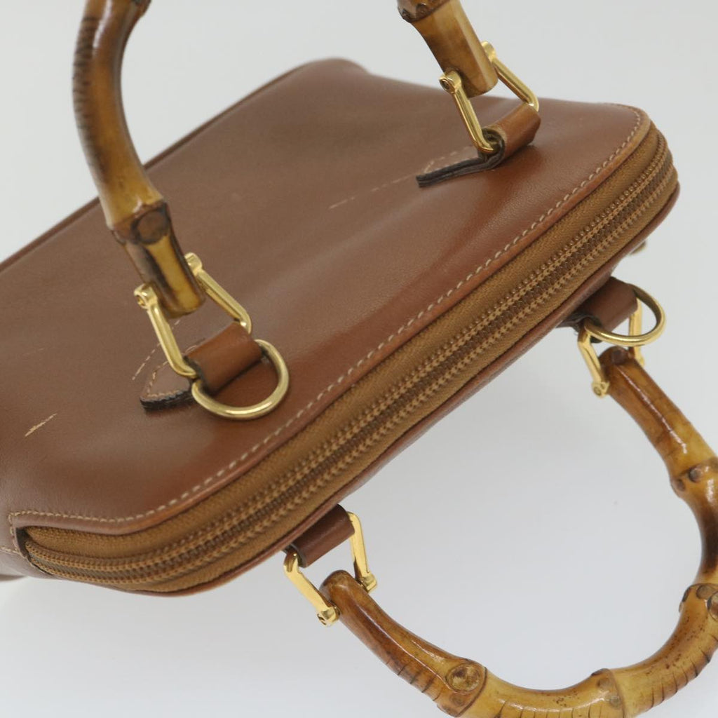 GUCCI Bamboo Hand Bag Leather 2way Brown 007 1014 0231 0 59000