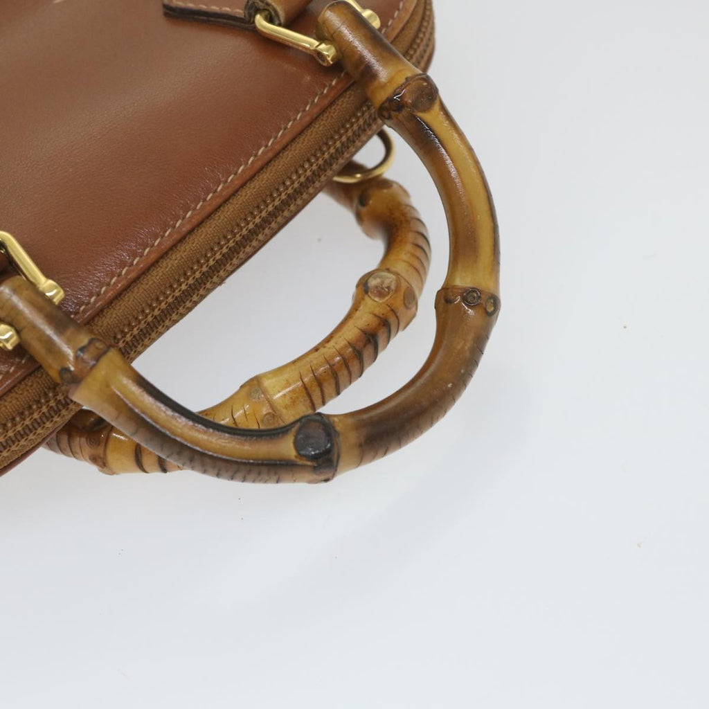 GUCCI Bamboo Hand Bag Leather 2way Brown 007 1014 0231 0 59000