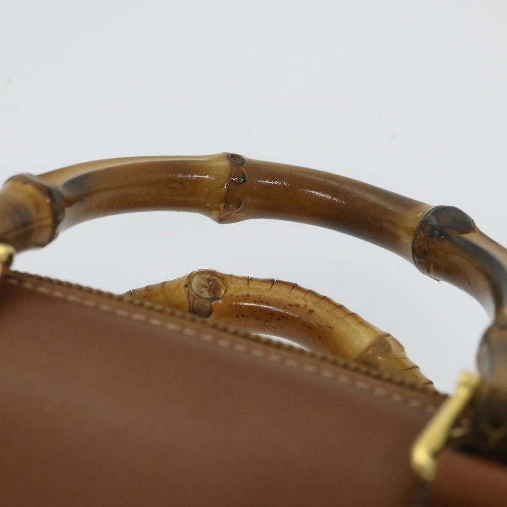 GUCCI Bamboo Hand Bag Leather 2way Brown 007 1014 0231 0 59000