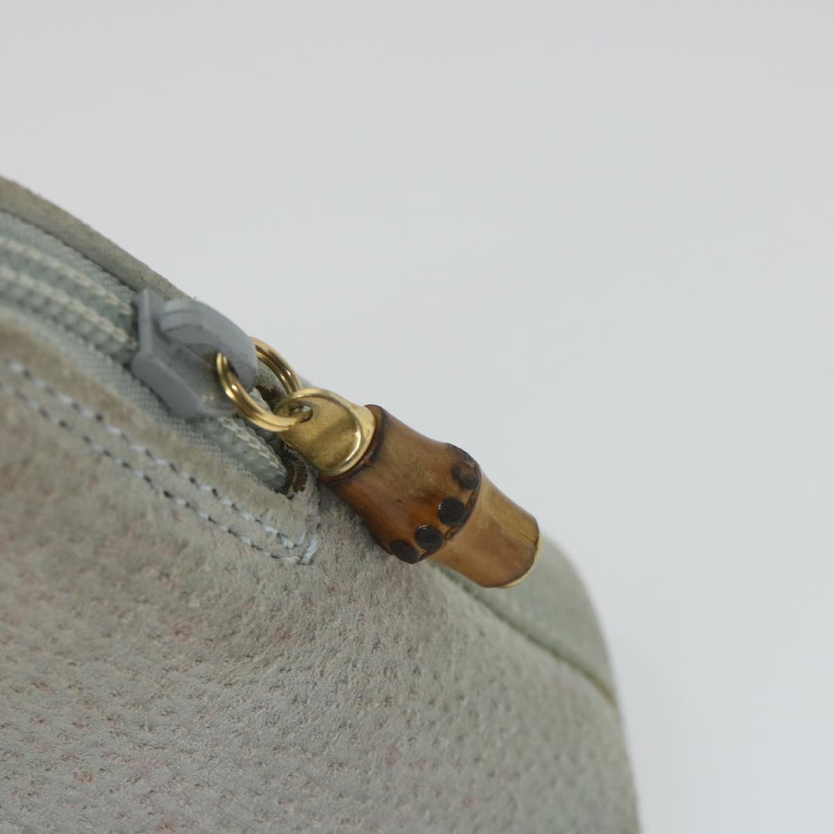 GUCCI Bamboo Hand Bag Suede 2way Light Blue 007 2865 0231 59001