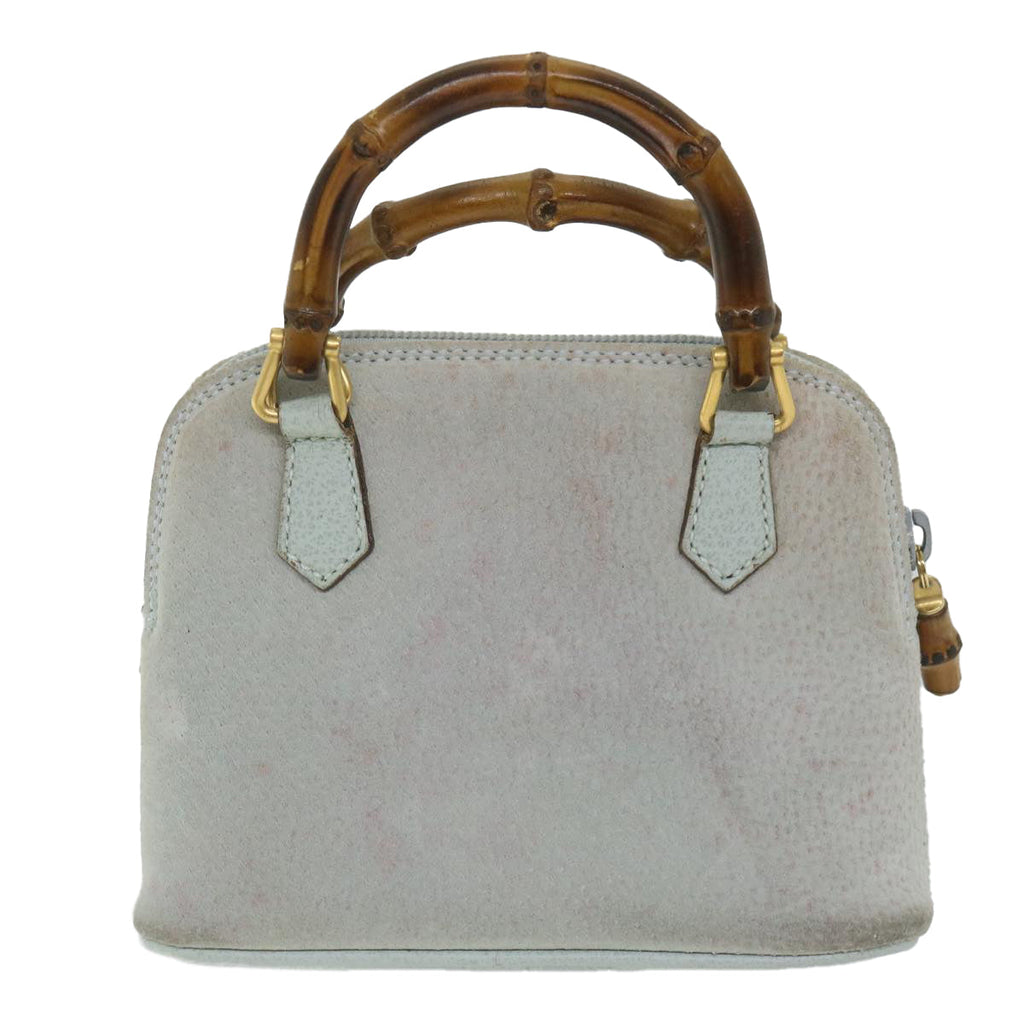 GUCCI Bamboo Hand Bag Suede 2way Light Blue 007 2865 0231 59001