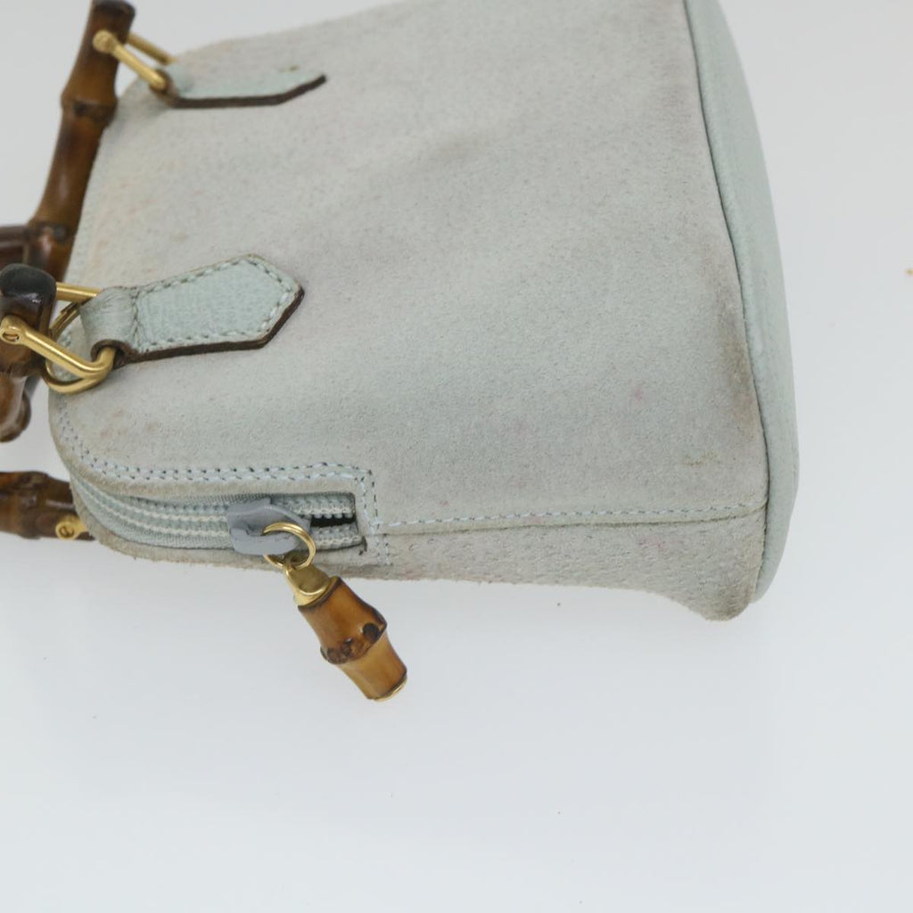 GUCCI Bamboo Hand Bag Suede 2way Light Blue 007 2865 0231 59001