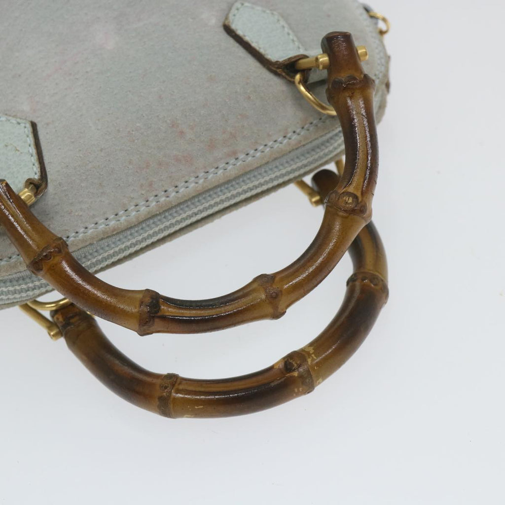 GUCCI Bamboo Hand Bag Suede 2way Light Blue 007 2865 0231 59001