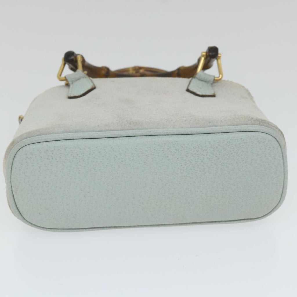 GUCCI Bamboo Hand Bag Suede 2way Light Blue 007 2865 0231 59001