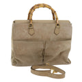 GUCCI Bamboo Shoulder Bag Suede 2way Beige 002 123 0322 59066