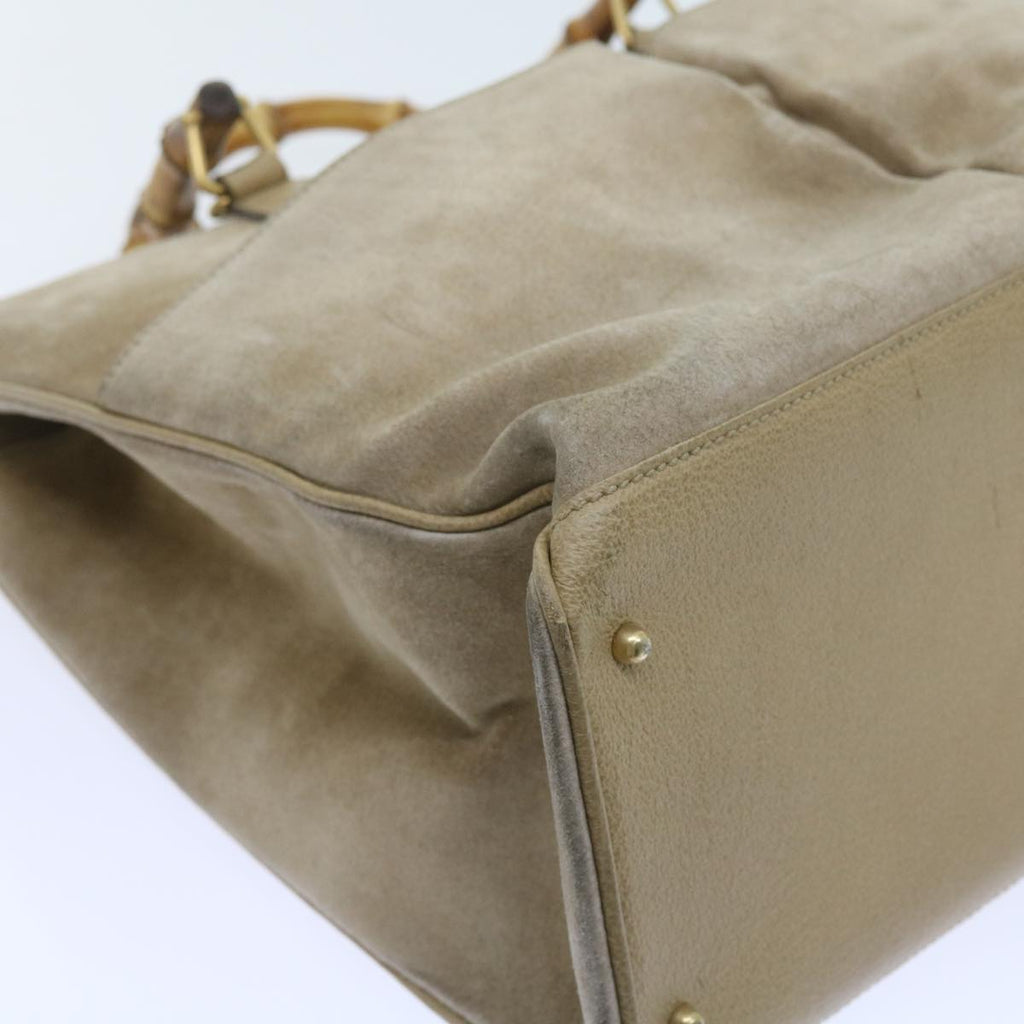 GUCCI Bamboo Shoulder Bag Suede 2way Beige 002 123 0322 59066