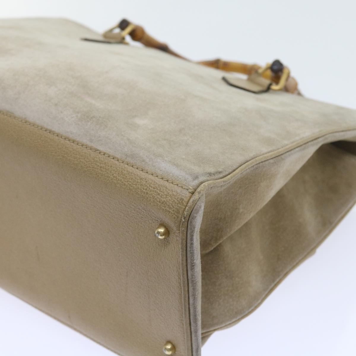 GUCCI Bamboo Shoulder Bag Suede 2way Beige 002 123 0322 59066