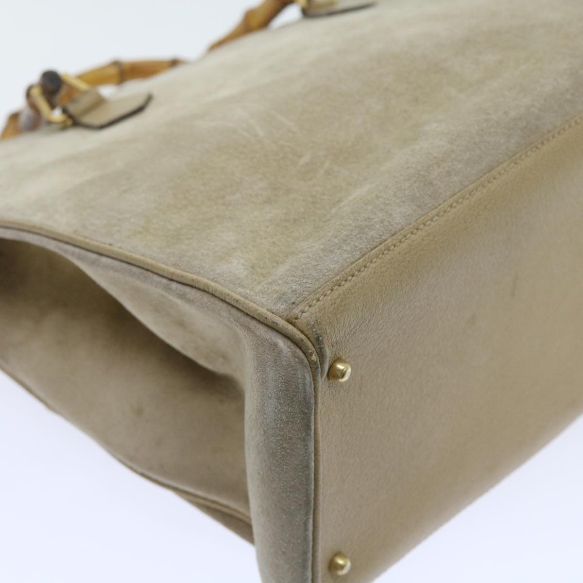 GUCCI Bamboo Shoulder Bag Suede 2way Beige 002 123 0322 59066