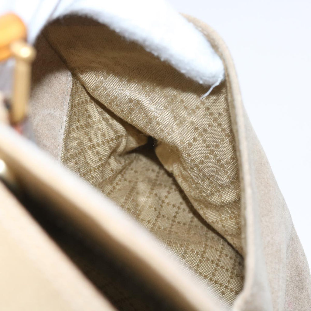 GUCCI Bamboo Shoulder Bag Suede 2way Beige 002 123 0322 59066