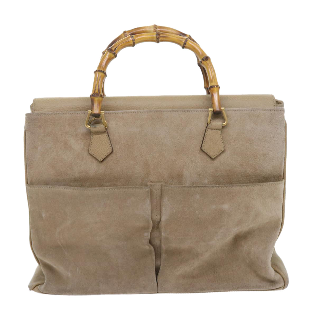 GUCCI Bamboo Shoulder Bag Suede 2way Beige 002 123 0322 59066