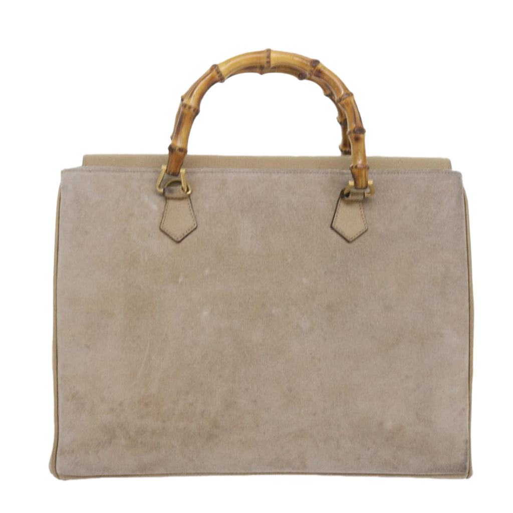 GUCCI Bamboo Shoulder Bag Suede 2way Beige 002 123 0322 59066