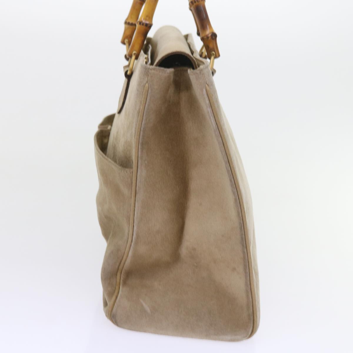 GUCCI Bamboo Shoulder Bag Suede 2way Beige 002 123 0322 59066
