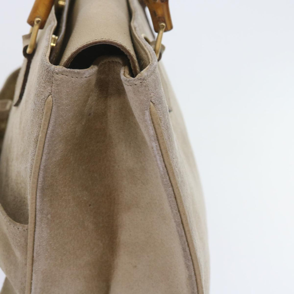 GUCCI Bamboo Shoulder Bag Suede 2way Beige 002 123 0322 59066