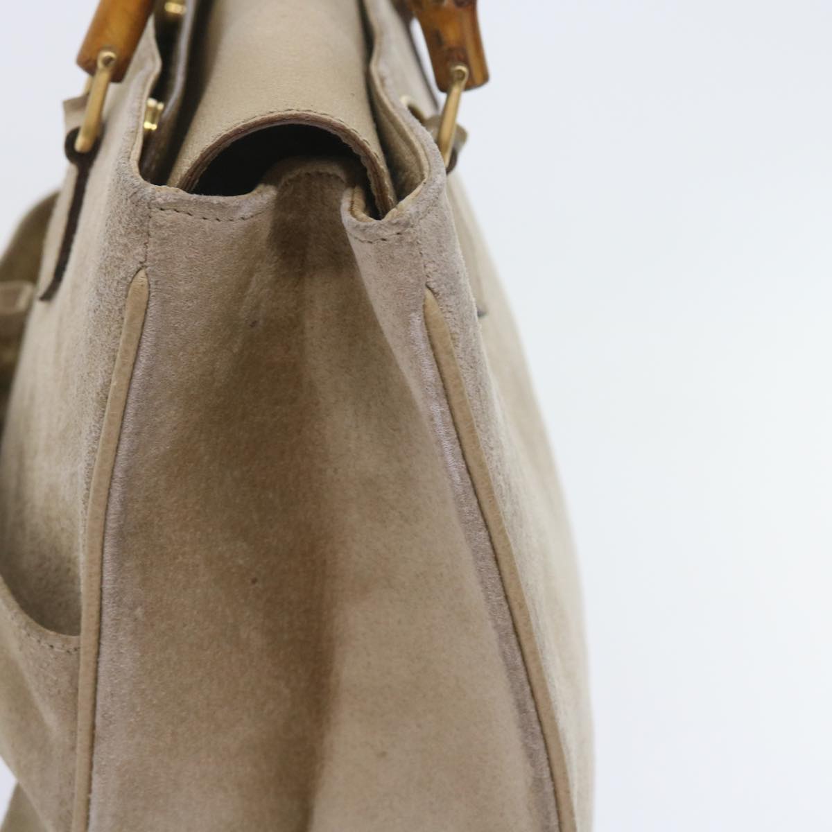 GUCCI Bamboo Shoulder Bag Suede 2way Beige 002 123 0322 59066