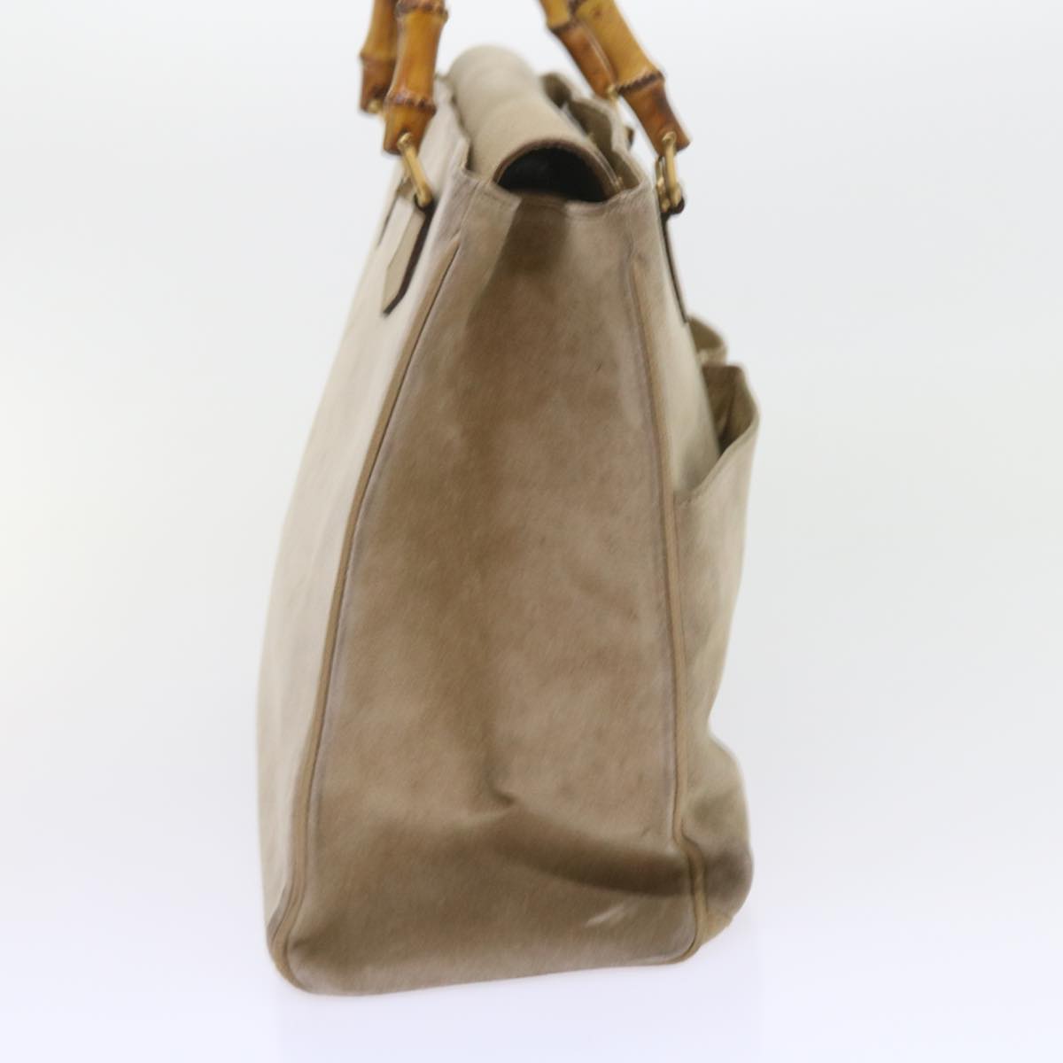 GUCCI Bamboo Shoulder Bag Suede 2way Beige 002 123 0322 59066