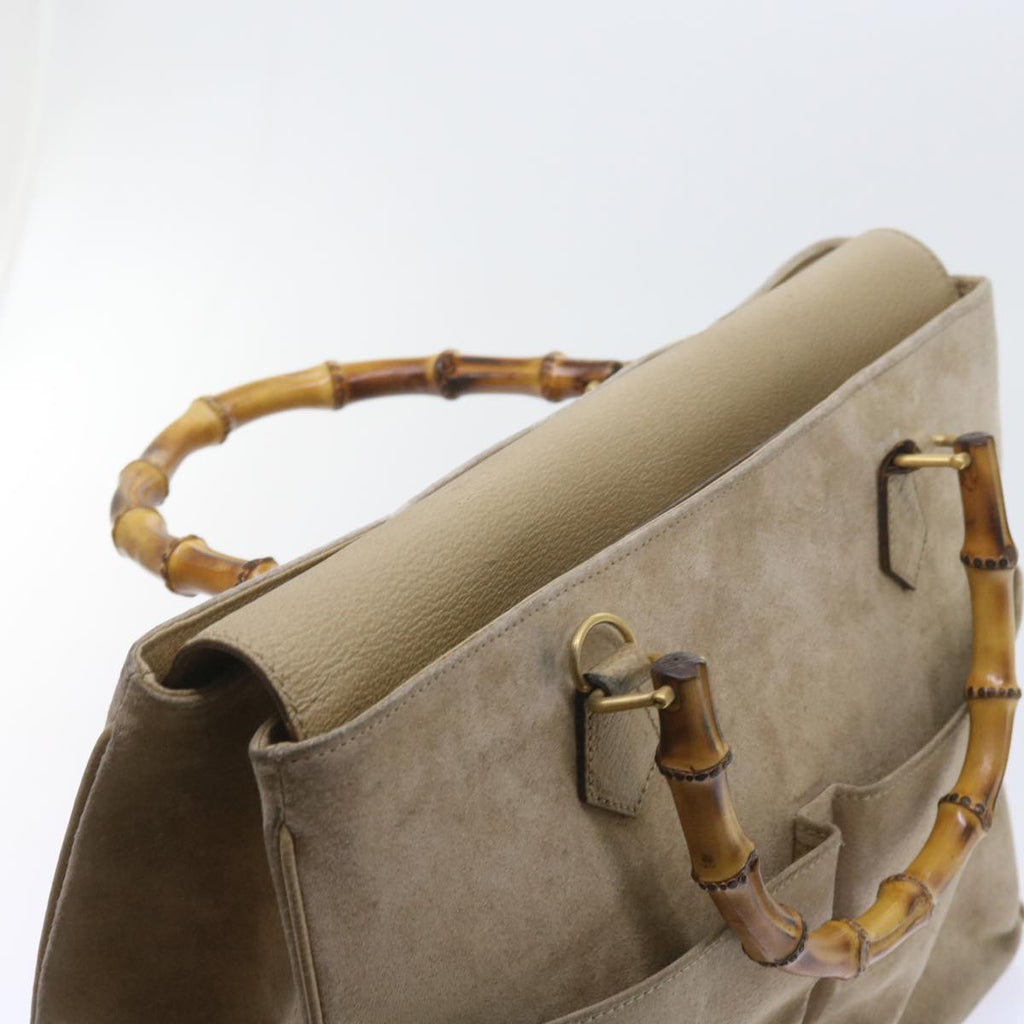 GUCCI Bamboo Shoulder Bag Suede 2way Beige 002 123 0322 59066