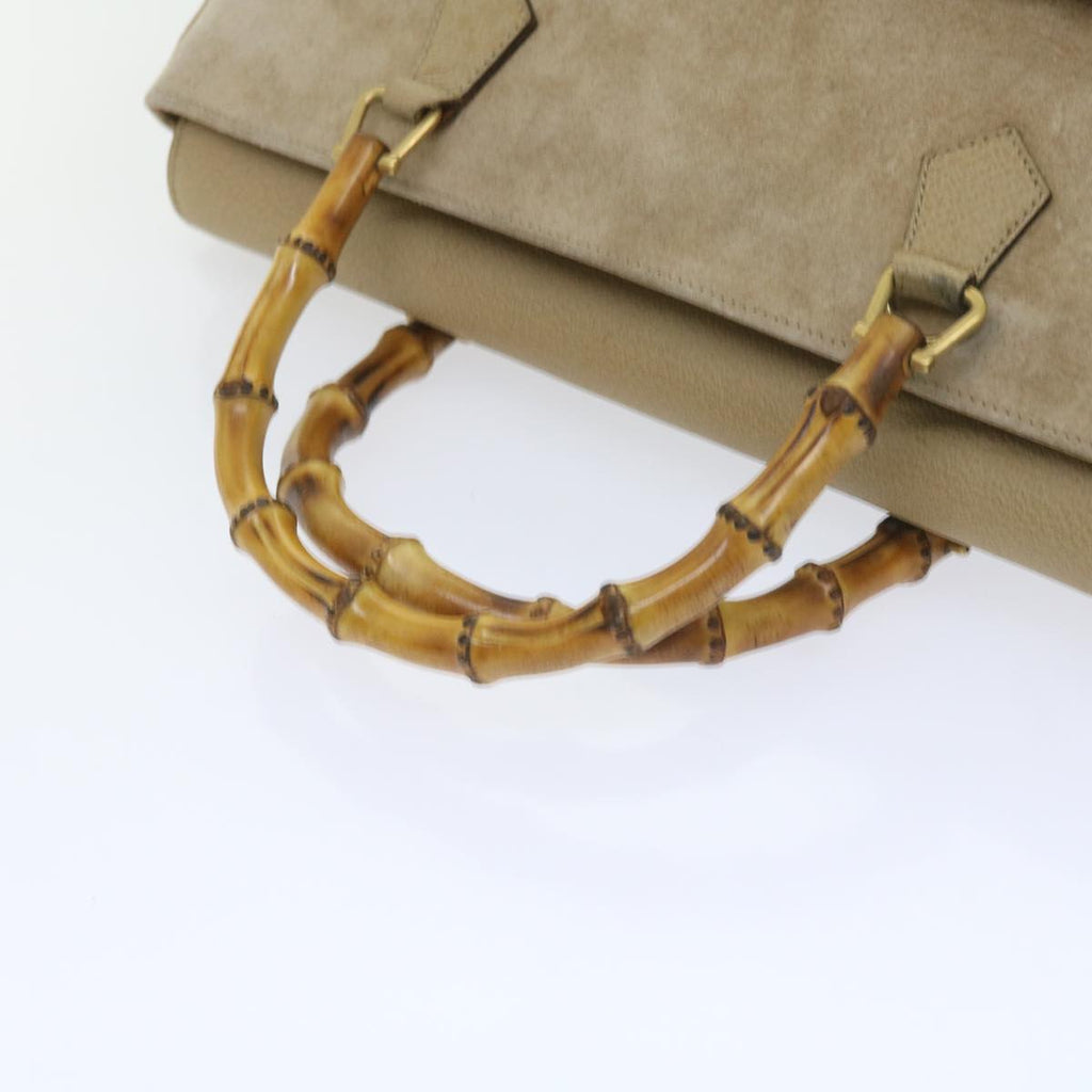 GUCCI Bamboo Shoulder Bag Suede 2way Beige 002 123 0322 59066