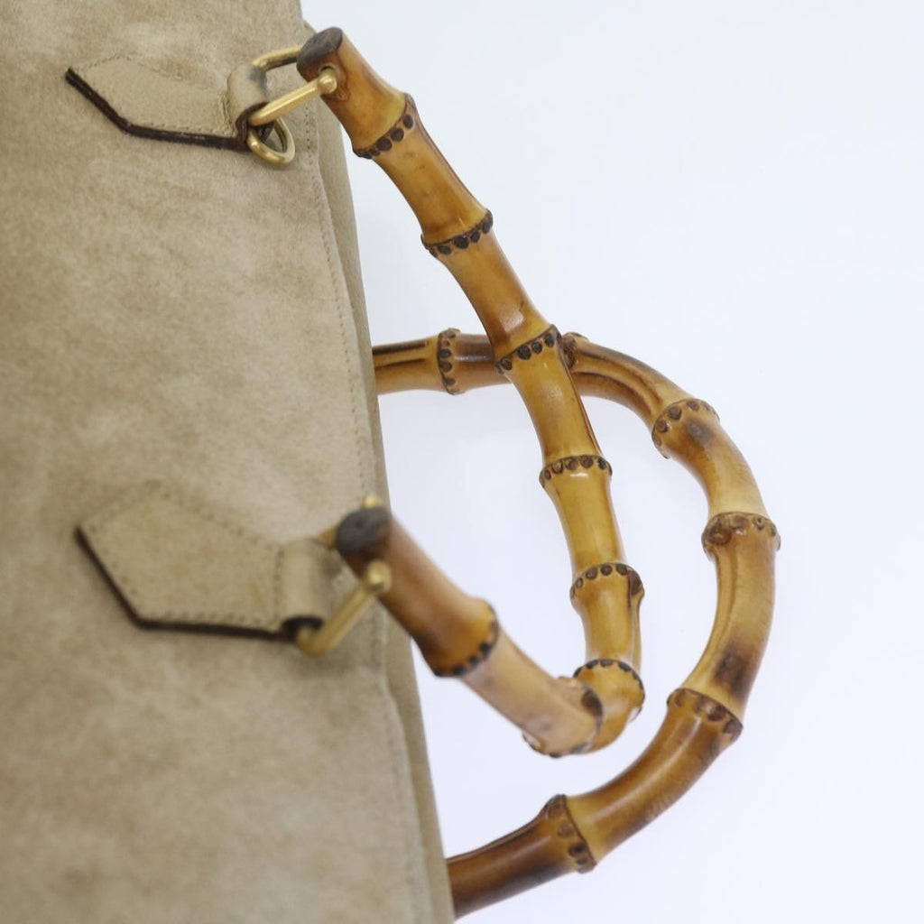 GUCCI Bamboo Shoulder Bag Suede 2way Beige 002 123 0322 59066