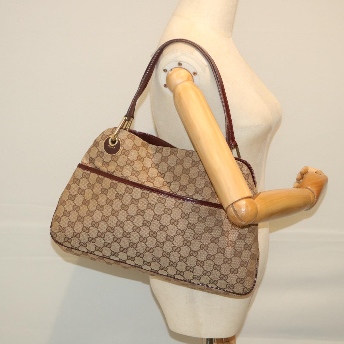 GUCCI GG Canvas Tote Bag Beige 121023 59071