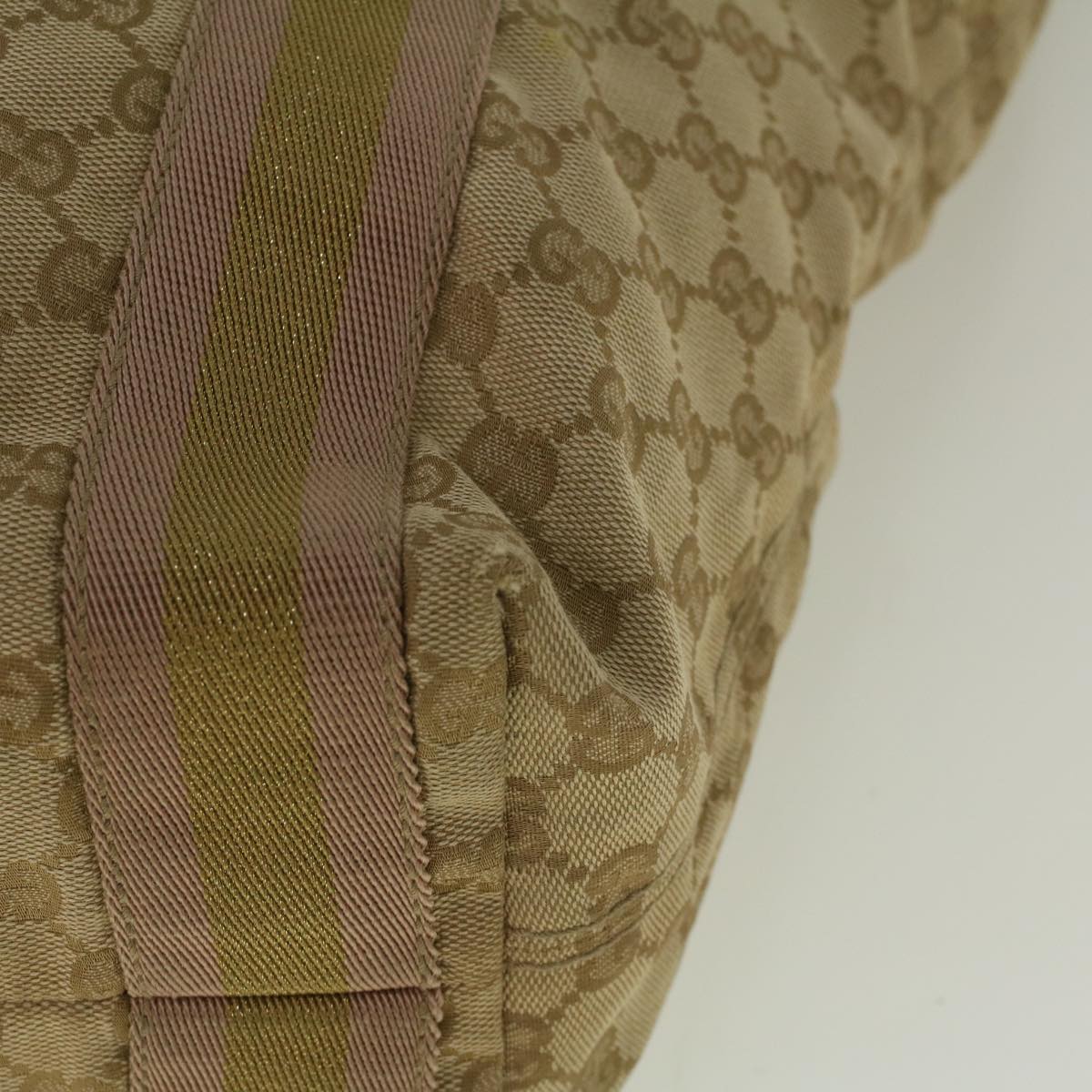 GUCCI GG Canvas Sherry Line Tote Bag Beige Gold pink 189669 59074