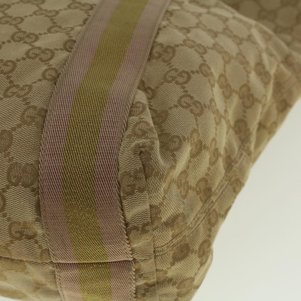 GUCCI GG Canvas Sherry Line Tote Bag Beige Gold pink 189669 59074