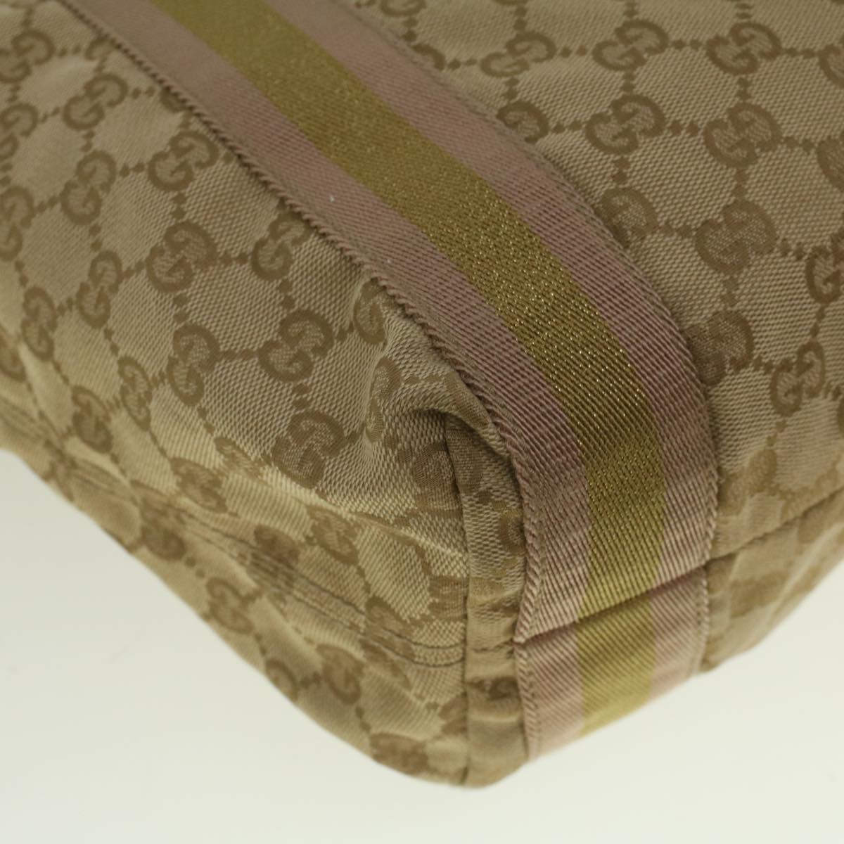 GUCCI GG Canvas Sherry Line Tote Bag Beige Gold pink 189669 59074