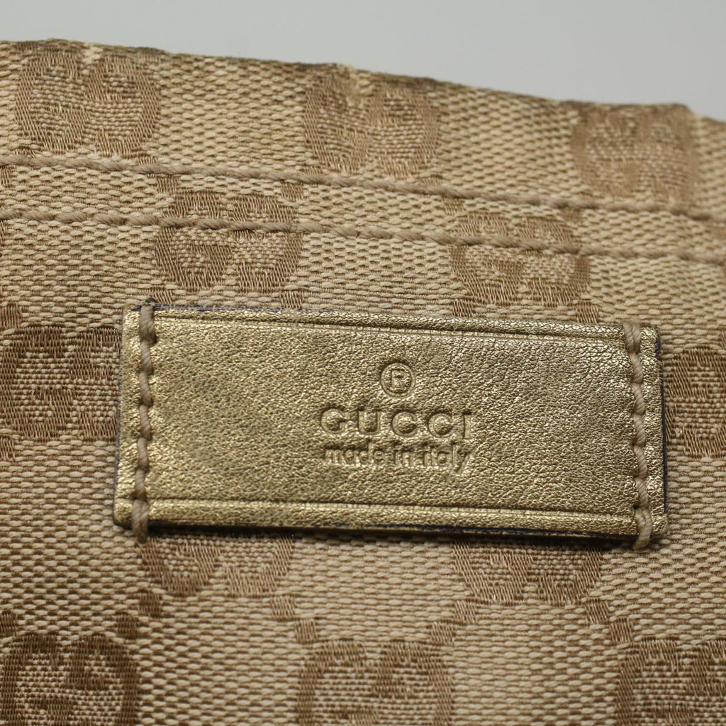 GUCCI GG Canvas Sherry Line Tote Bag Beige Gold pink 189669 59074
